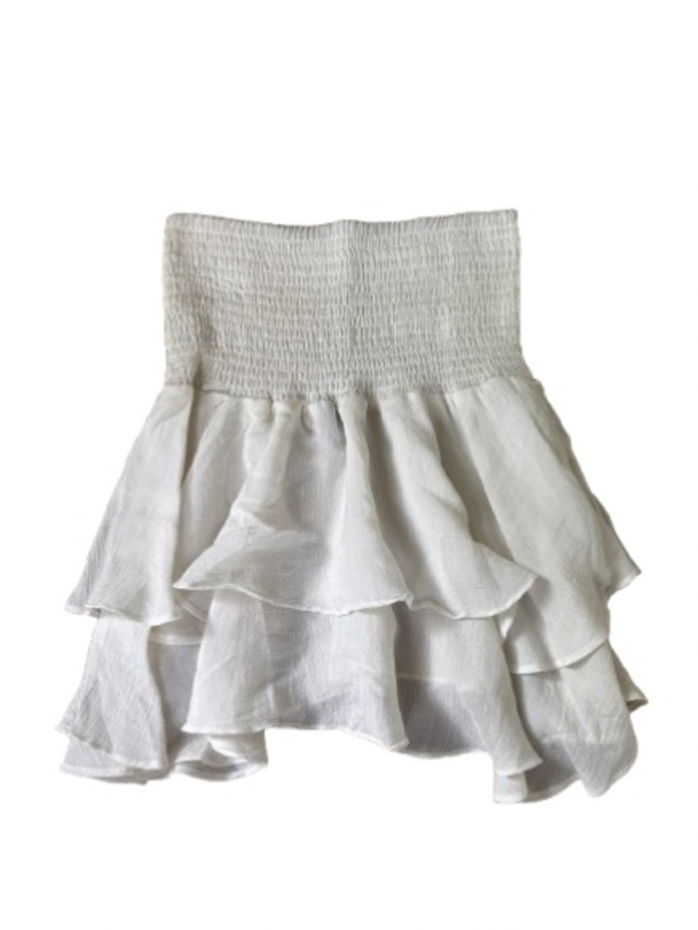 White Tiered Ruffle Smocked Waist Skirt